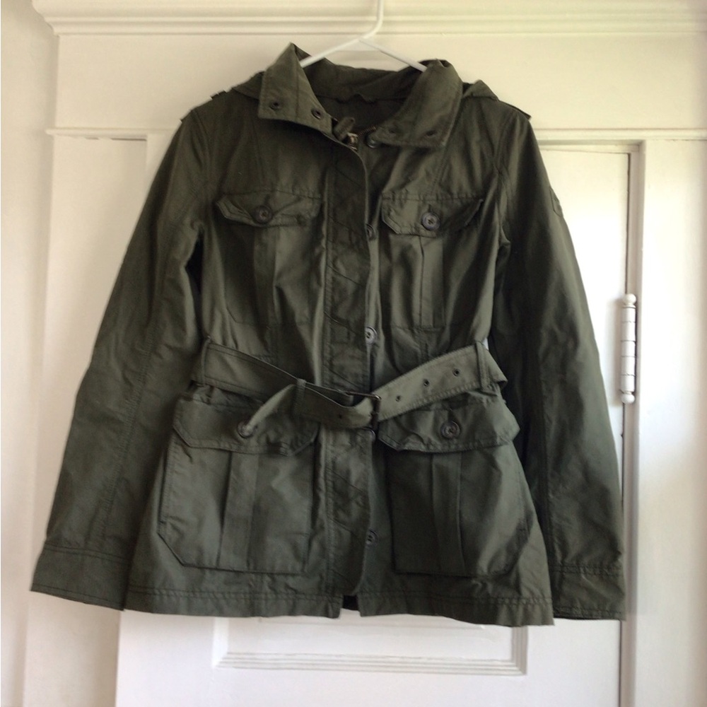 Abercrombie & Fitch Green Utility Jacket with Belted Waist